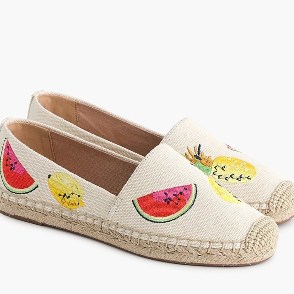 Canvas espadrilles with embroidered fruits | J.Crew